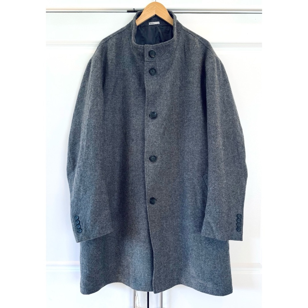 Nordstrom Rack men’s coat wool tweed pea overcoat gray dressy size 2XL trim fit